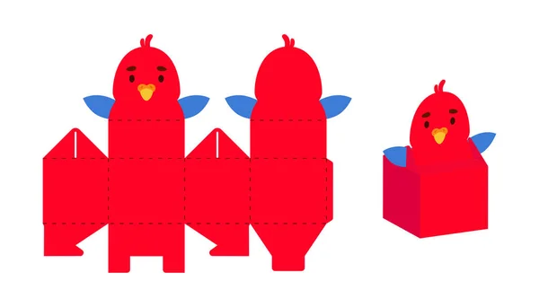 Проста Упаковка Сприяє Дизайну Папуги Цукерок Цукерок Маленьких Подарунків Шаблон — стоковий вектор