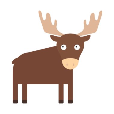 Küçük şirin geyik izole edilmiş. Çocuk kartları için çizgi film karakteri, bebek partisi, davetiye, poster, tişört, ev dekorasyonu. Vektör stok illüstrasyonu.