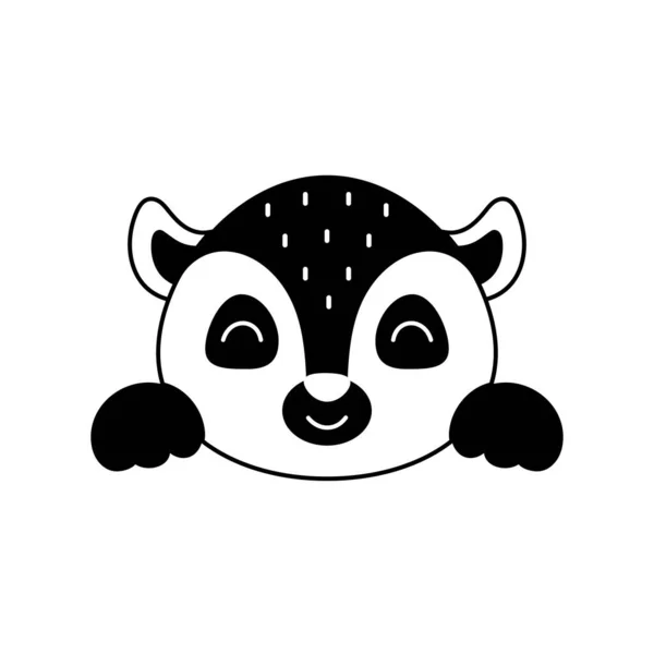 Cute Lemur Head Scandinavian Style Animal Face Kids Shirts Wear — Stock Vector
