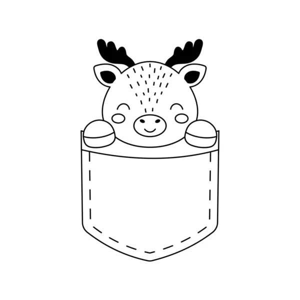 Mignon Orignal Assis Dans Poche Visage Animal Style Scandinave Pour — Image vectorielle