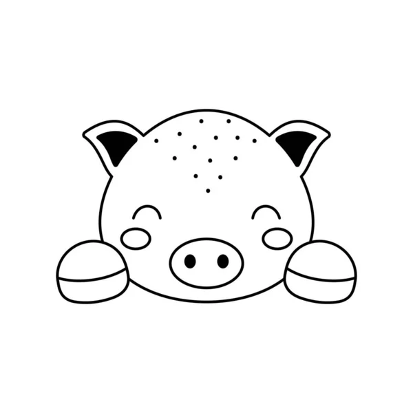 Cute Pig Head Scandinavian Style Animal Face Kids Shirts Wear — Stock Vector