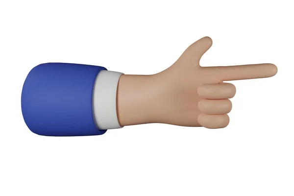 Cartoon Businessman Character Hand Show Direction Isolated White Background Hand — Stock Photo, Image