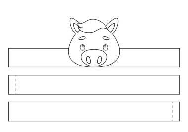 Yazdırılabilir kağıttan taç. Eğlence için eğlenceli bir aksesuar. Doğum günü, noel, bebek partisi için kurdele şablonu. Yazdır, boya, kes ve yapıştır. Vektör stok illüstrasyonu.