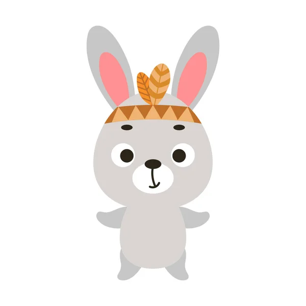 Милый Племенной Кролик Дикая Свободная Мультфильм Животных Характер Детей Футболки — стоковый вектор