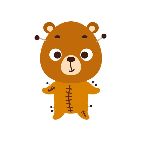 Cute Little Halloween Bear Voodoo Costume Cartoon Animal Character Kids — Stock vektor