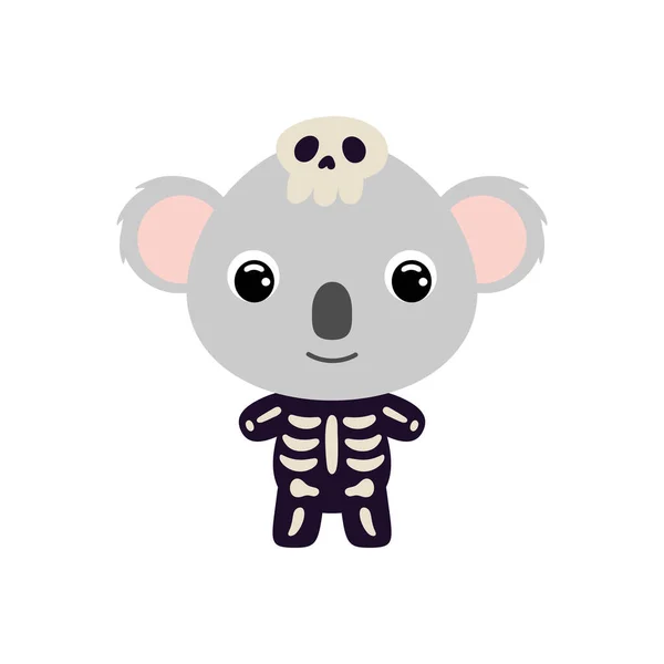 Cute Little Halloween Koala Skeleton Costume Cartoon Animal Character Kids — Stock Vector
