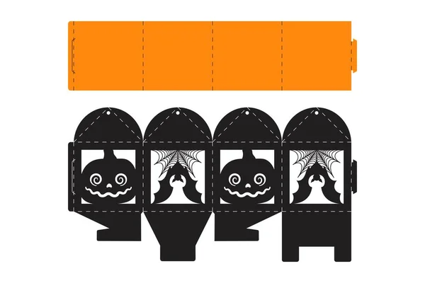 Caja Regalo Halloween Con Calabaza Miedo Jack Lantern Paquete Fiesta — Vector de stock
