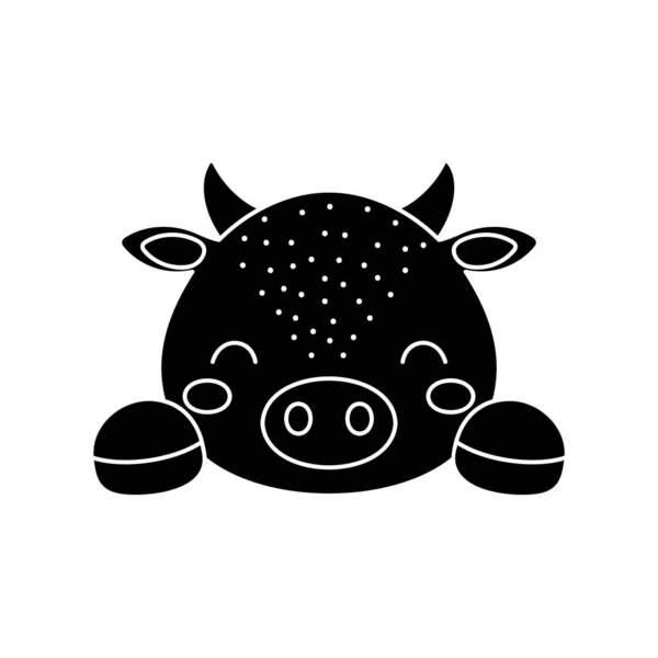 Cute Scandinavian Cow Head Animal Face Kids Shirts Wear Nursery — Stockový vektor