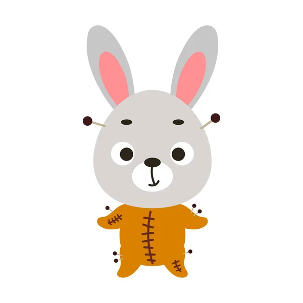 Cute Little Halloween Rabbit Voodoo Costume Cartoon Animal Character Kids — 스톡 벡터