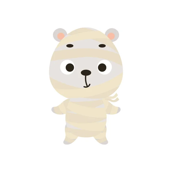Cute Little Halloween Polar Bear Mummy Costume Cartoon Animal Character — Vettoriale Stock