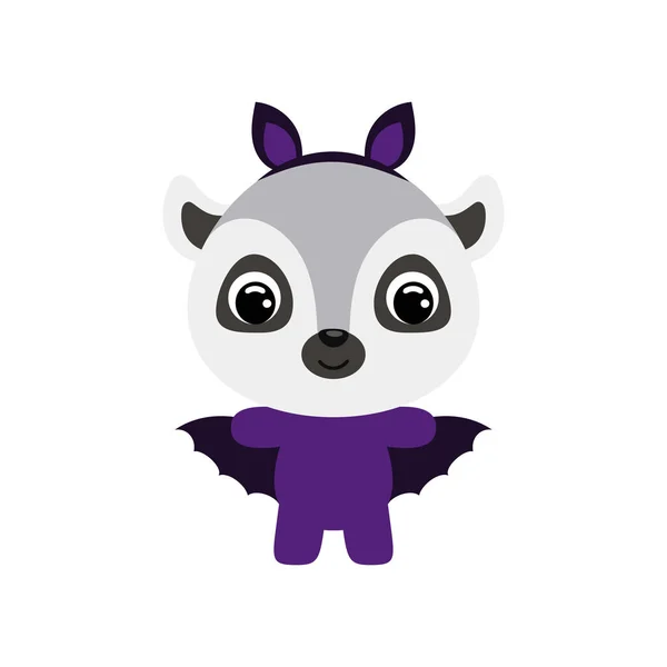 Cute Little Halloween Lemur Bat Costume Cartoon Animal Character Kids — Wektor stockowy