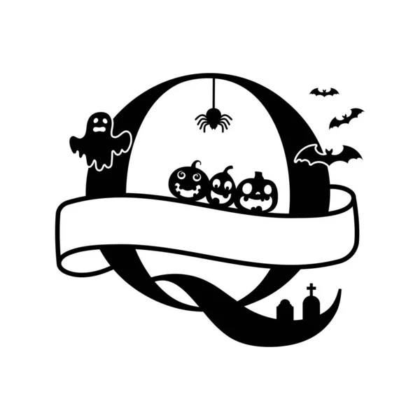 Cute Halloween Letter Split Monogram Cartoon Ghost Pumpkin Bat Kids — Image vectorielle