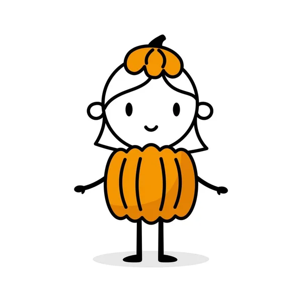 Woman Pumpkin Costume Cartoon Halloween Character Vector Stock Illustration — Vettoriale Stock