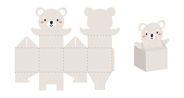 Simple Packaging Favor Box Koala Design Sweets Candies Small Presents — Image vectorielle