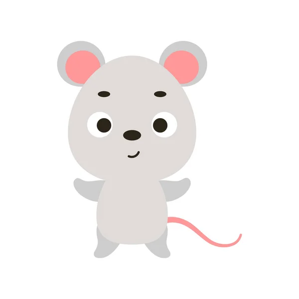 Roztomilá Myška Karikatura Zvířecí Charakter Design Pro Děti Trička Výzdoba — Stockový vektor