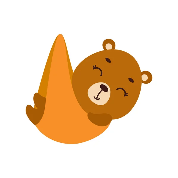Roztomilý Malý Spící Medvídek Charakter Kresleného Zvířete Pro Dětské Tričko — Stockový vektor