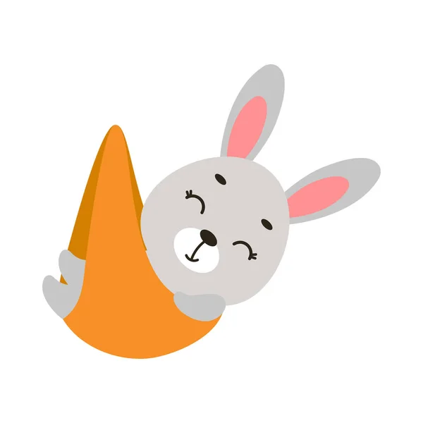 Cute Little Sleeping Bunny Cartoon Animal Character Kids Shirt Nursery — Stock Vector