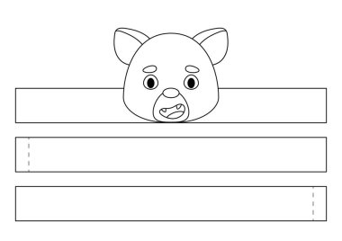 Yazdırılabilir Tazmanya canavarı kağıt kaplama. Doğum günü, Noel ve bebek partisi için kurdele şablonu. Eğlence için eğlenceli bir aksesuar. Yazdır, boya, kes ve yapıştır. Vektör stok illüstrasyonu