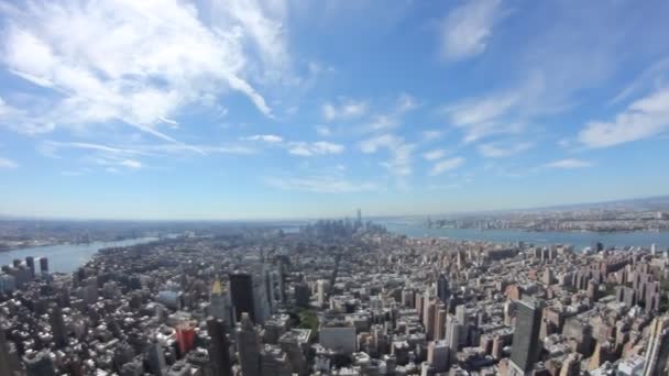 Vista de la ciudad de Nueva York en el edificio Empire State con Fisheye — Vídeo de stock