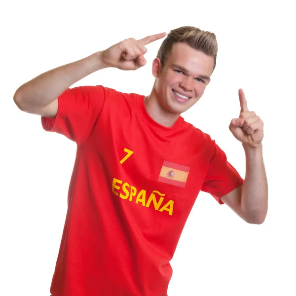Jubelnder spanischer Fußballfan mit blonden Haaren — Stockfoto