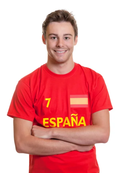 交差腕を持つスペイン語サッカーファン — ストック写真