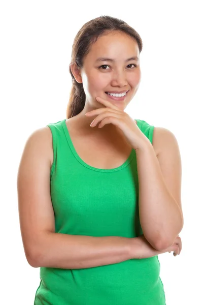 Sporty asian girl smiling at camera — Stock Photo, Image