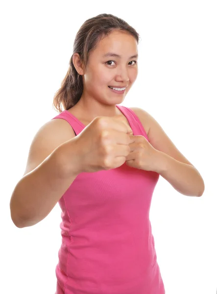 Boxing asian girl — Stock Photo, Image