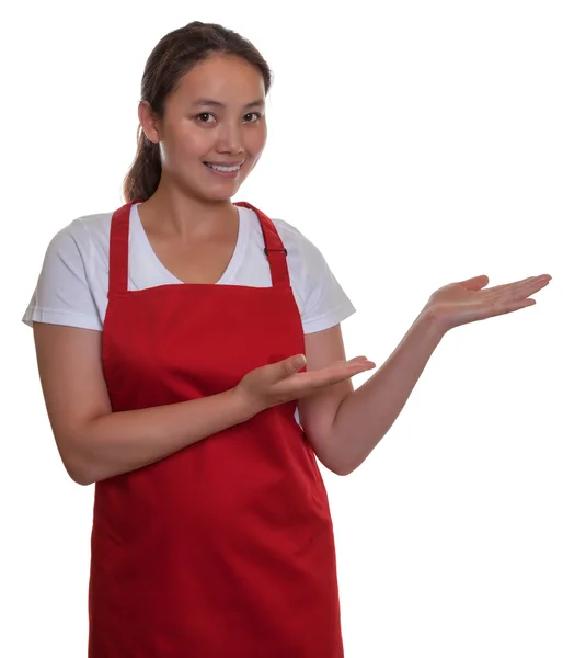 Presenting chinese waitress — Stock Photo, Image