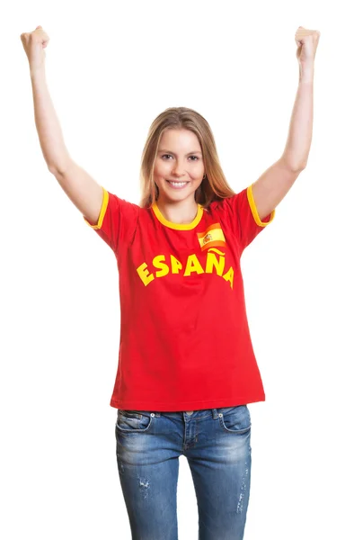 Cheering spanish soccer fan — Stock Photo, Image