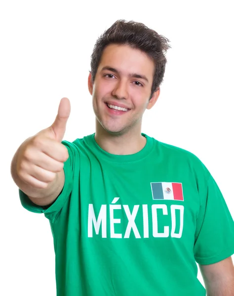 Laughing mexican sports fan showing thumb up — Stock Photo, Image
