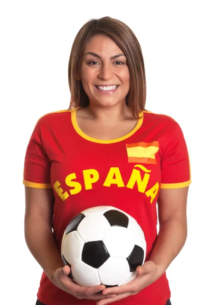 Ridere ragazza spagnola con il calcio — Foto Stock