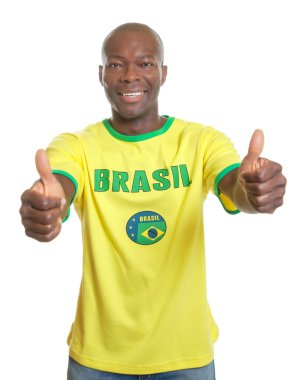 Brazilian soccer fan showing both thumbs clipart