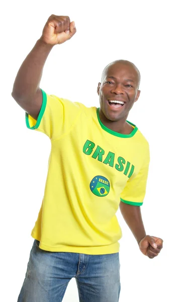 Soccer fan from Brazil is happy — Stock Photo, Image