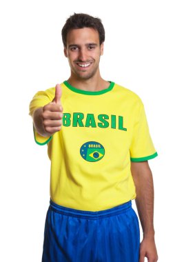 Brezilya futbol fan başparmak gösterilmesini gülmekten