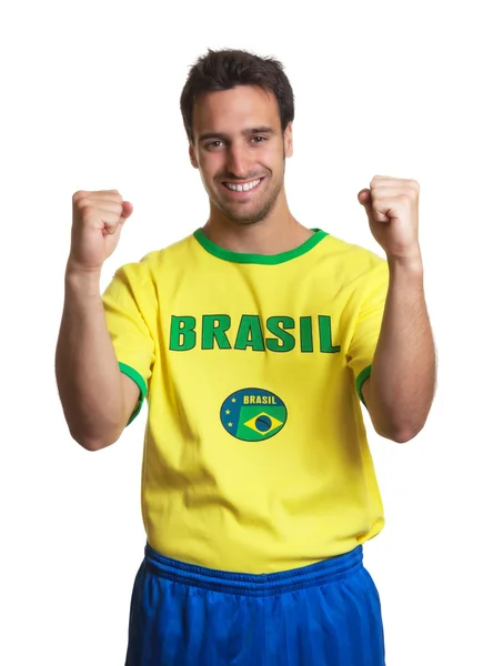 Jásající brazilský fotbalový fanoušek — Stock fotografie