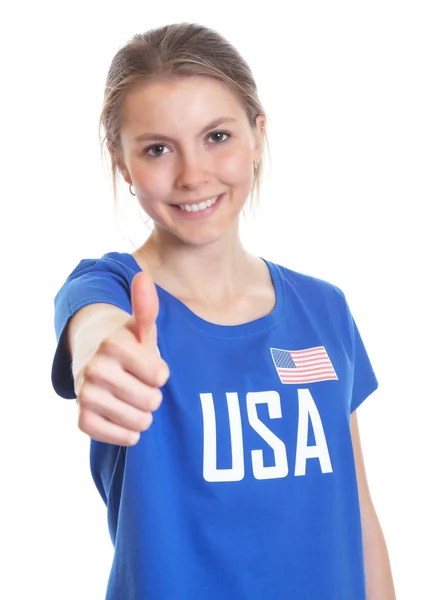 Amerykanka Wyświetlono prawy kciuk w — Zdjęcie stockowe