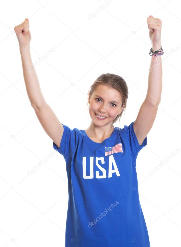 Cheering american woma
