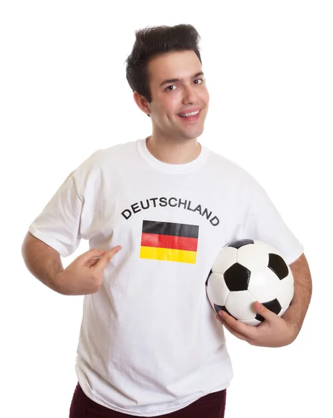 Fier fan de football allemand avec football — Photo