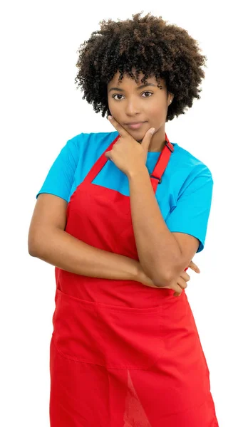 Beautiful African American Clerk Waitress Isolated White Background Cut Out — Fotografia de Stock