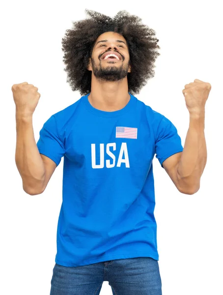 Happy American Soccer Fan Jersey Flag Usa Isolated White Background — ストック写真