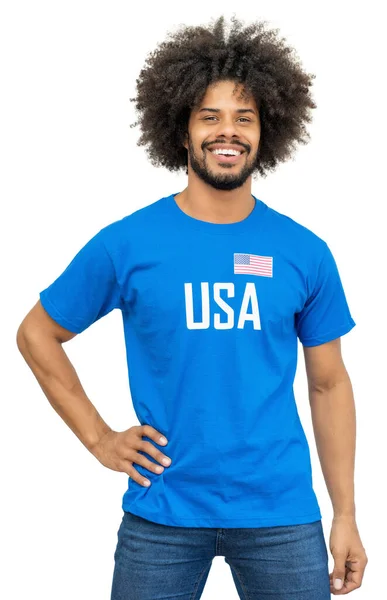 Optimistic American Soccer Fan Jersey Flag Usa Isolated White Background — Fotografia de Stock
