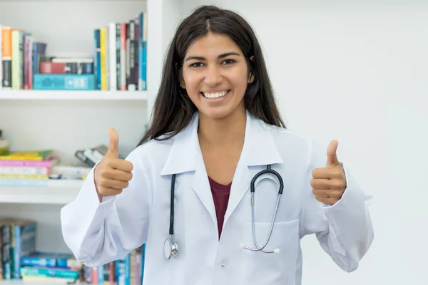 Optimistic South American Female Doctor Stethoscope Hospital — Foto Stock