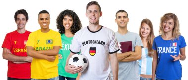 Almanya 'dan kahkahalar atan futbol taraftarları İspanya' dan Brezilya 'dan Meksika' dan Katar Arjantin ve Fransa 'yı destekliyorlar.