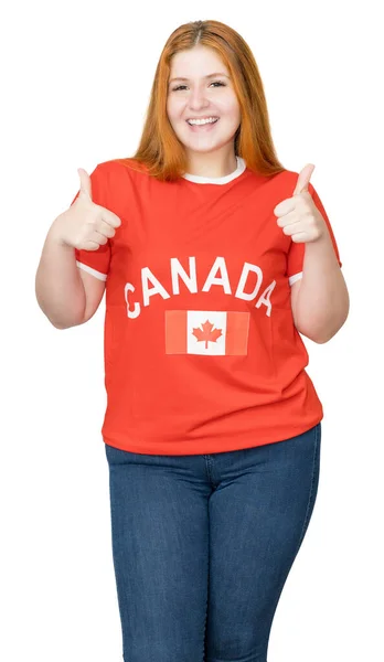 Abanico Risueño Del Equipo Nacional Canadiense Aislado Sobre Fondo Blanco — Foto de Stock