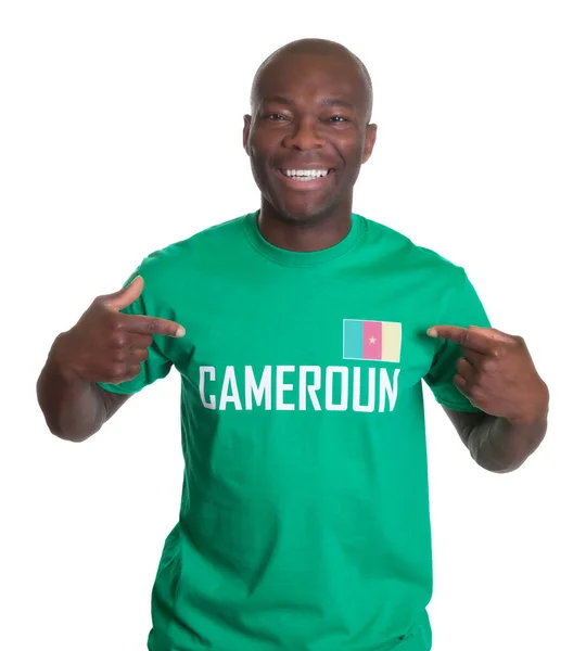 Handsome Football Fan Cameroon Green Jersey Isolated White Background Cut — Stock Photo, Image