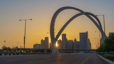 Lusail, Katar - 25 Aralık 2021: Güzel Lusail şehri sabah gökdelenleri