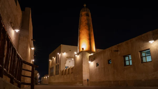 Wakrah Katar Prosince 2021 Stará Mešita Wakrah Souq Záběr Noci — Stock fotografie