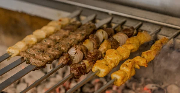 Arabic Traditional Food Kufta Lamb Brochette Grill — Stock Photo, Image