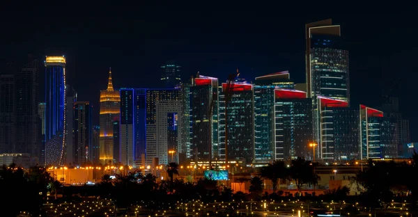 West Bay Doha Qatar Abril Vista Noturna Horizonte Cidade Doha — Fotografia de Stock