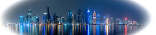 Doha Qatar May 2022 Doha Skyline Many Towers Night — Stockfoto